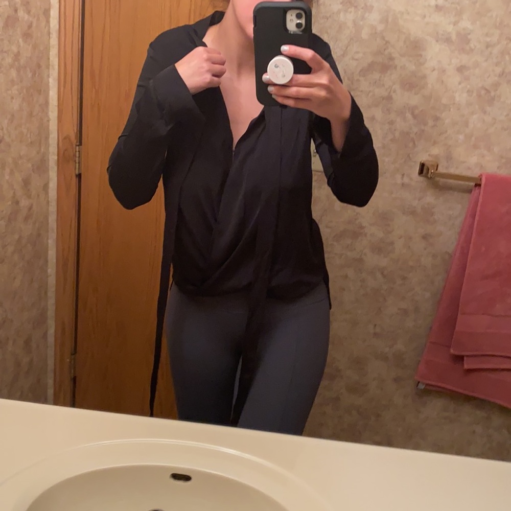 Bcbg generation black flowy top with ties